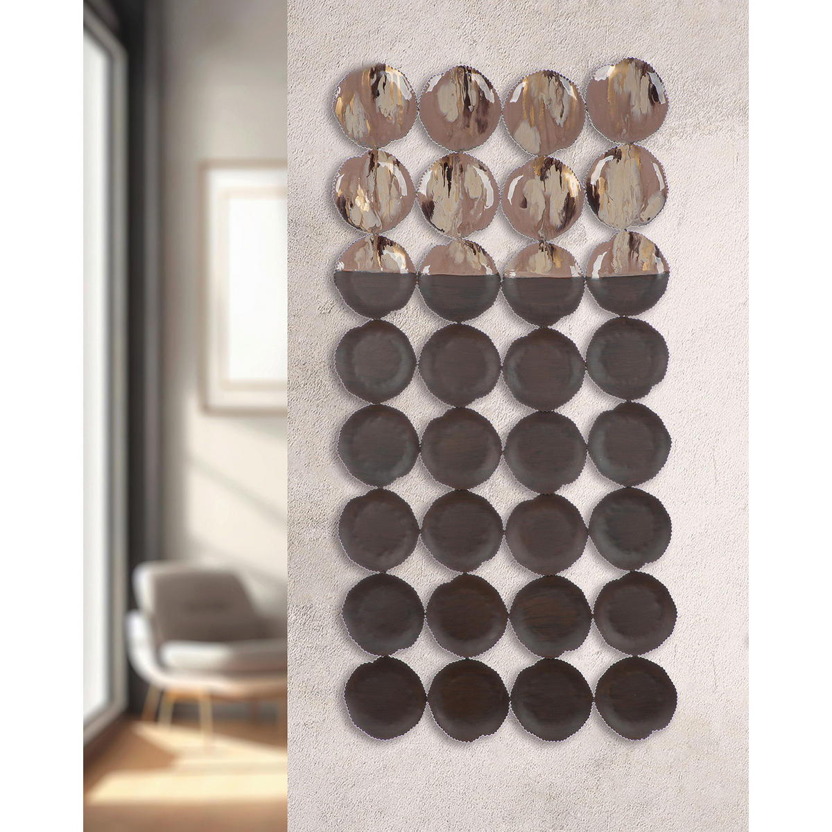 METALLBILD Abstraktes Beige, Hellbraun  - Hellbraun/Beige, Basics, Metall (62/127/2cm)
