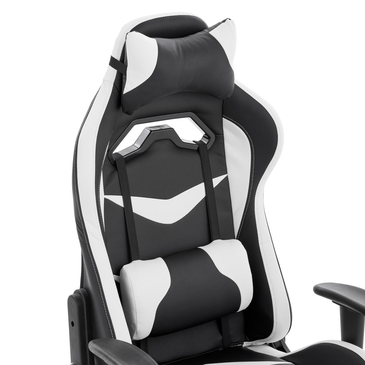 GAMINGSTUHL Schwarz, Weiß Metall, Kunststoff, Textil   - Schwarz/Weiß, Design, Kunststoff/Textil (68/124-134/59cm) - Hom`in