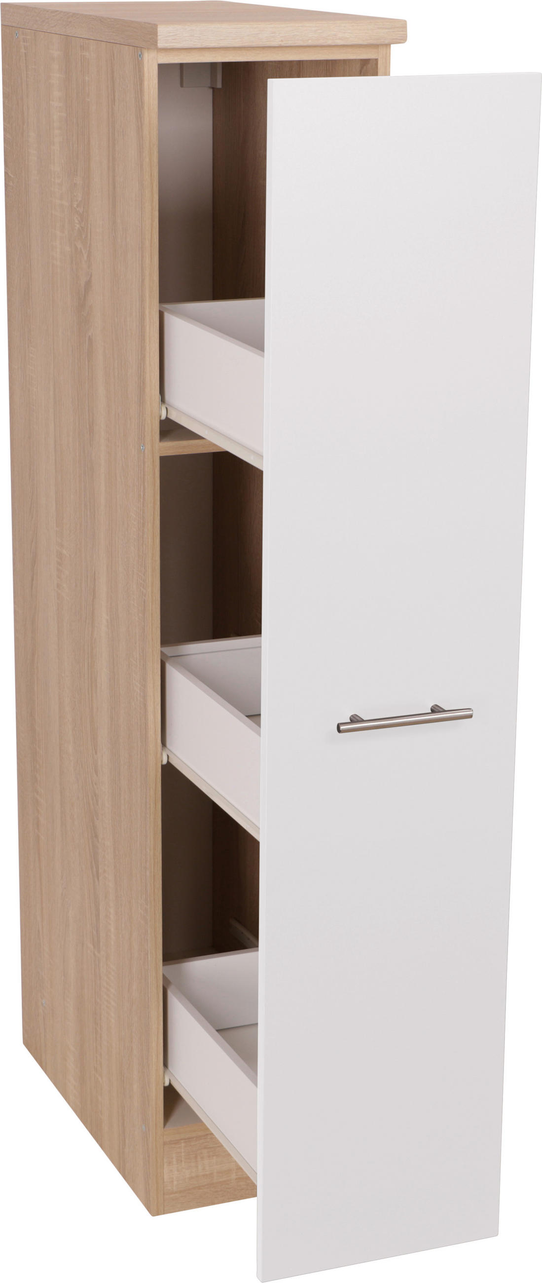 APOTHEKERSCHRANK 30/144,8/60 cm  in Weiß, Eichefarben  - Eichefarben/Silberfarben, Basics, Holzwerkstoff/Metall (30/144,8/60cm) - Respekta