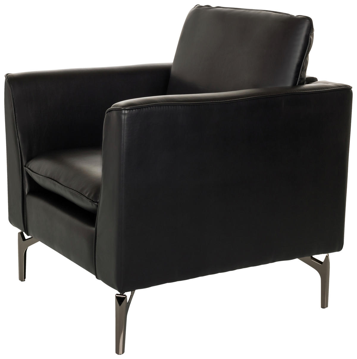 SESSEL in Lederlook Schwarz  - Schwarz, MODERN, Leder/Metall (75/65/73cm) - MID.YOU