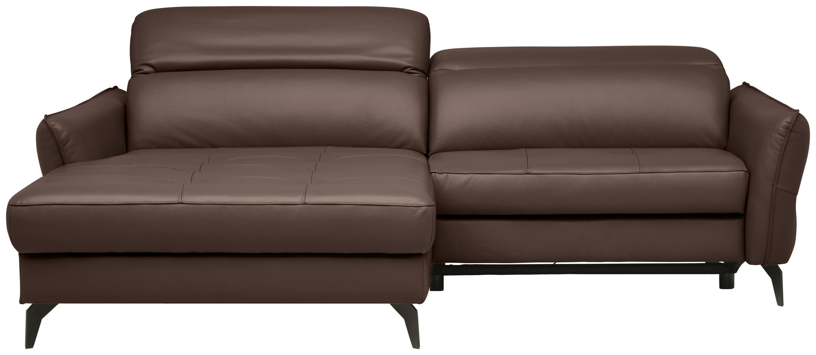 ECKSOFA inkl. Funktionen Braun Echtleder  - Schwarz/Braun, Design, Leder/Metall (175/246cm) - Celina Home