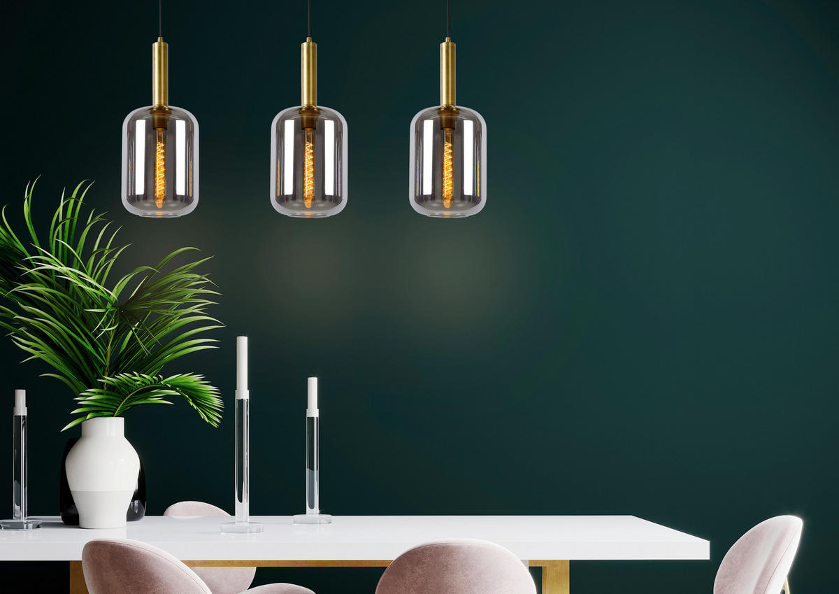 HÄNGELEUCHTE 110/22/150 cm    - Hellgrau, Design, Glas (110/22/150cm) - Lucide