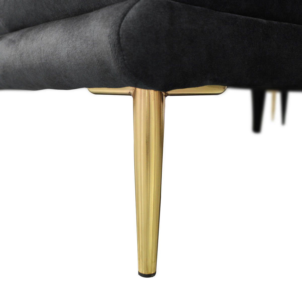 ECKSOFA Anthrazit Velours  - Anthrazit/Goldfarben, Design, Textil/Metall (196/264cm) - MID.YOU