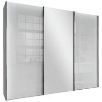 SCHWEBETÜRENSCHRANK in Grau, Weiss  - Chromfarben/Weiss, Konventionell, Glas/Holzwerkstoff (250/236/67cm) - Dieter Knoll