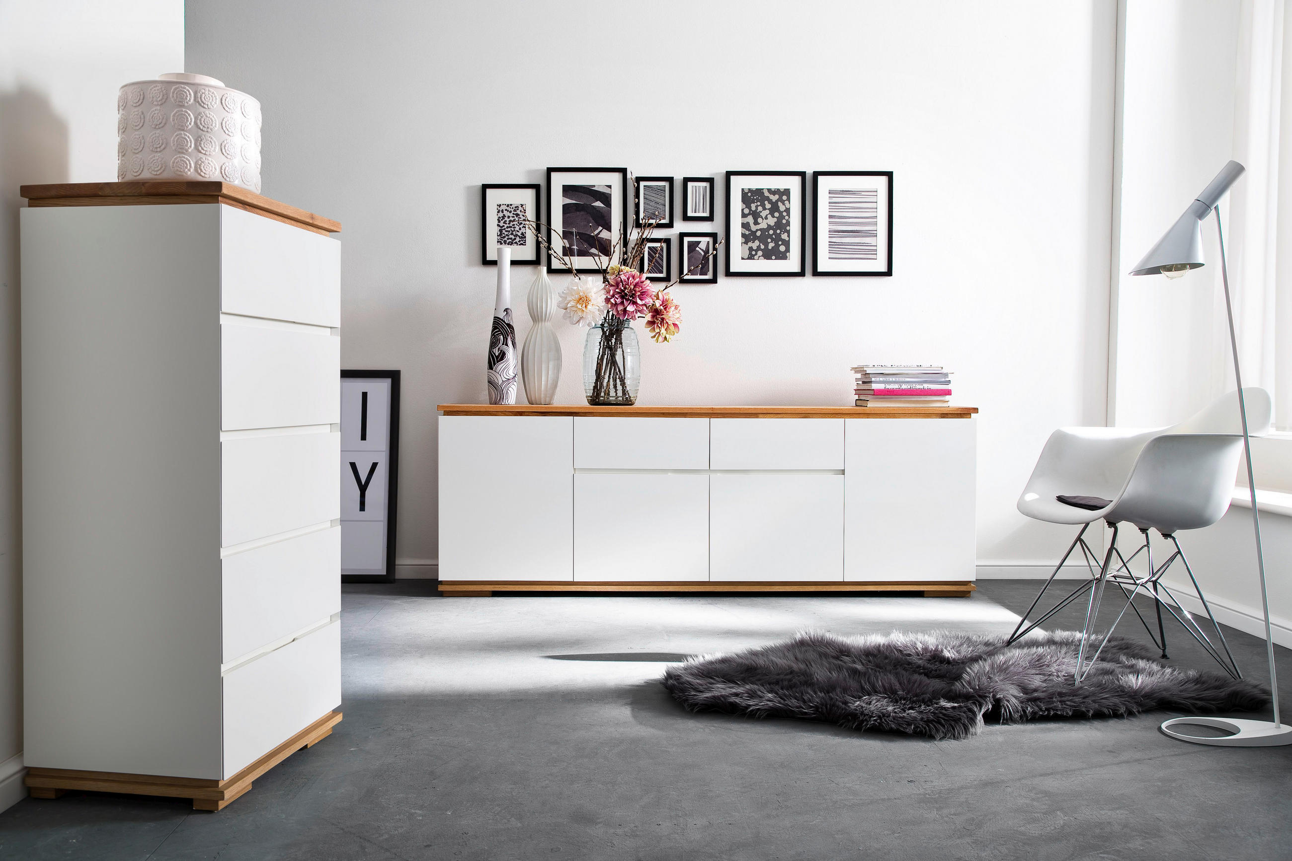 SIDEBOARD Chiaro  in 182/81/40 cm  - Eichefarben/Weiß, Design, Holz/Holzwerkstoff (182/81/40cm)