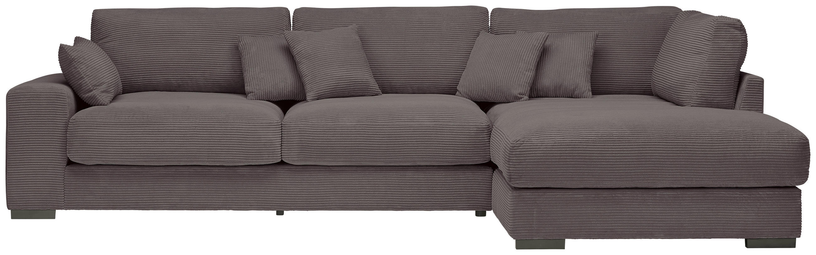 ECKSOFA in Cord Dunkelgrau  - Dunkelgrau/Schwarz, Design, Kunststoff/Textil (340/205cm) - Lomoco