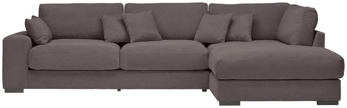 ECKSOFA in Cord Dunkelgrau  - Dunkelgrau/Schwarz, Design, Kunststoff/Textil (340/205cm) - Lomoco