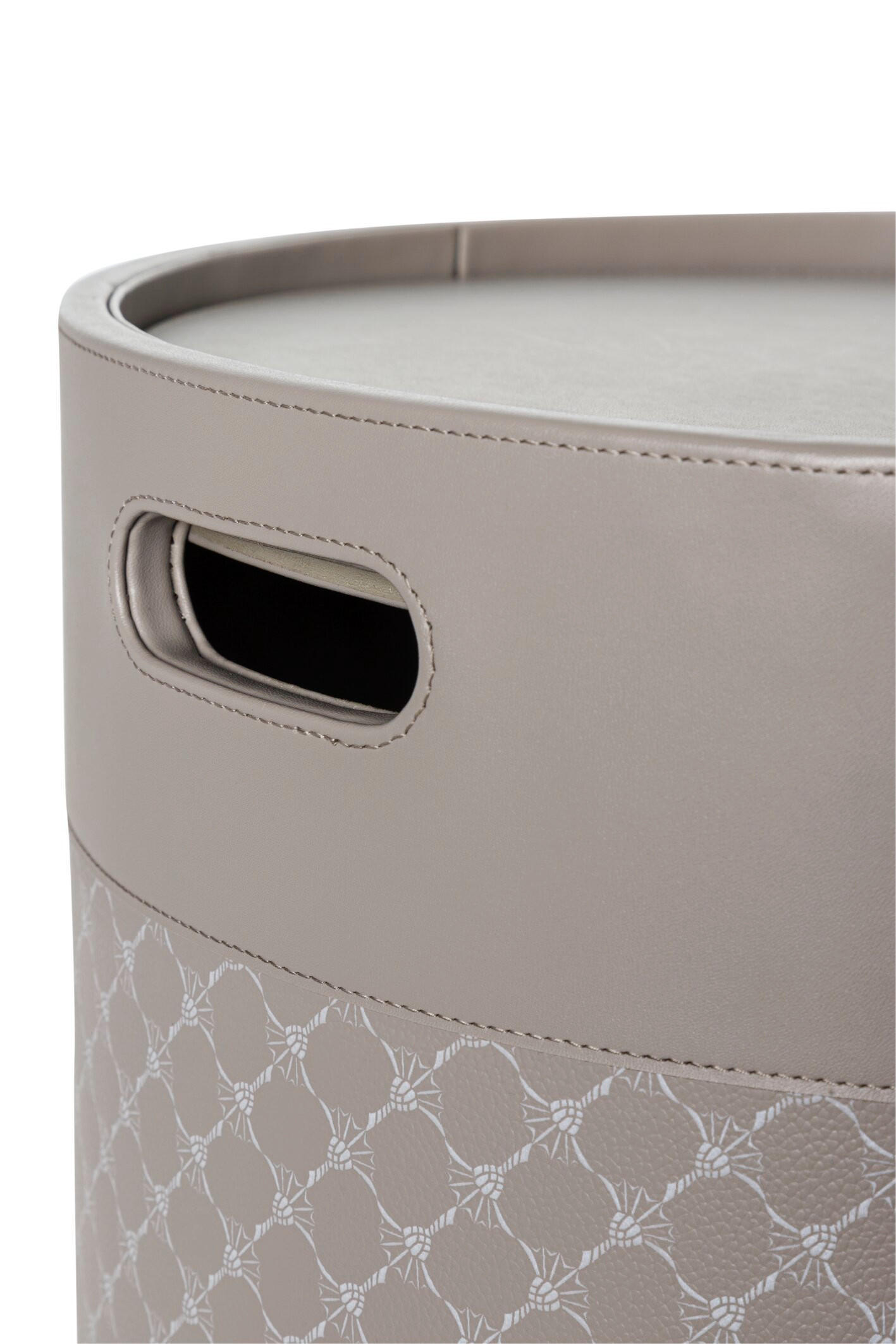 Thumbnail - Joop! Wäschekorb Cornfloweraccessoires, Grau, Weiß, Kunststoff, 50 L, rund, 36.5x36.5x50.5 cm, Handmade in Thailand, Ord...