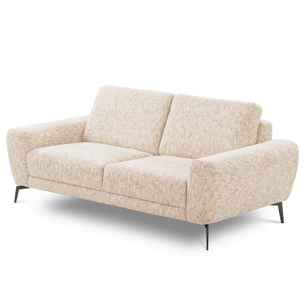 2-SITZER-SOFA Webstoff Beige  - Beige/Schwarz, Design, Textil/Metall (157/85/92cm) - Livetastic