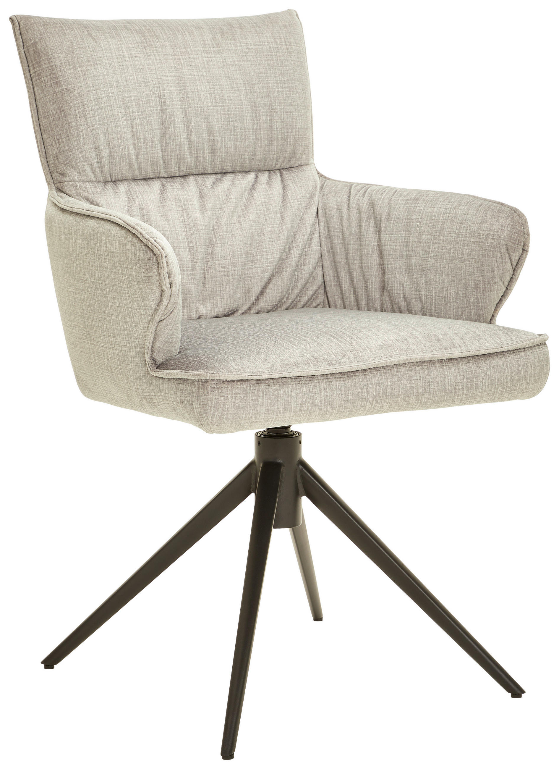 ARMLEHNSTUHL  in Eisen Velours  - Hellgrau/Schwarz, Design, Textil/Metall (58/91/62cm) - Dieter Knoll