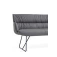 SITZBANK 200/89/66 cm Echtleder Anthrazit, Schwarz  - Anthrazit/Schwarz, Design, Leder/Metall (200/89/66cm) - Dieter Knoll