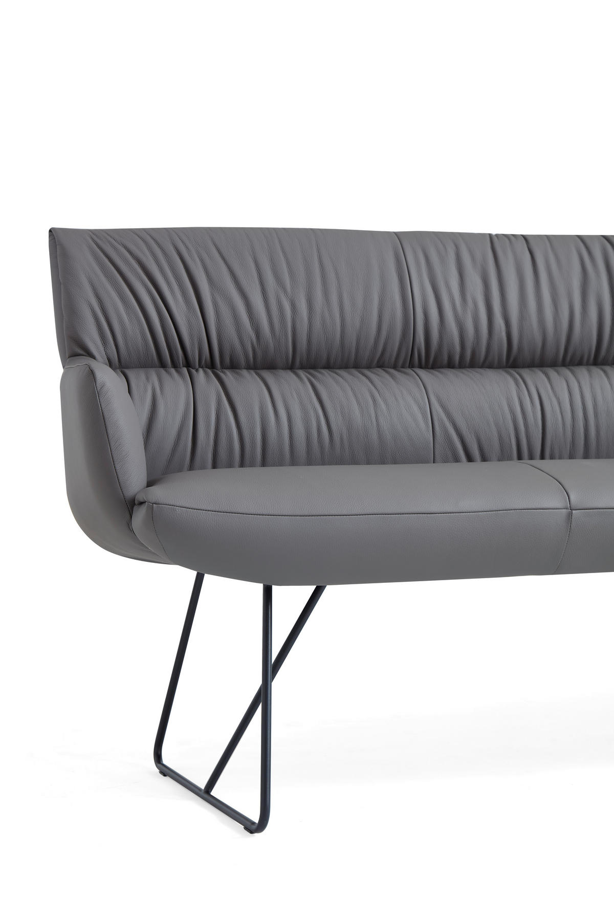 SITZBANK 200/89/66 cm Echtleder Anthrazit, Schwarz  - Anthrazit/Schwarz, Design, Leder/Metall (200/89/66cm) - Dieter Knoll