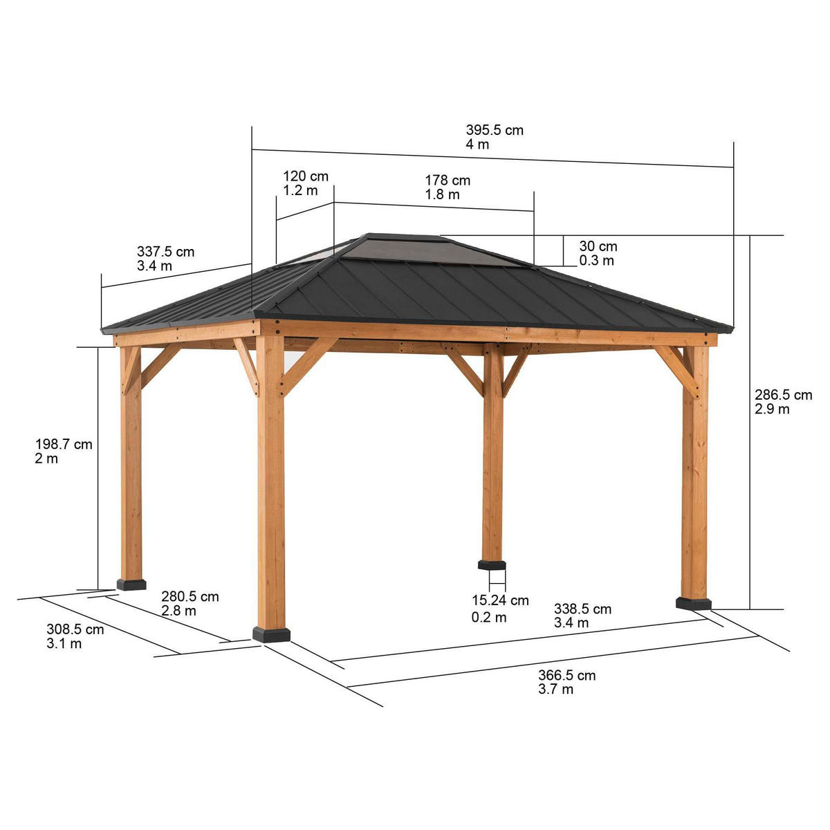 PAVILLON 393,5/286,5/335,5 cm   - Anthrazit, Basics, Holz/Kunststoff (393,5/286,5/335,5cm)