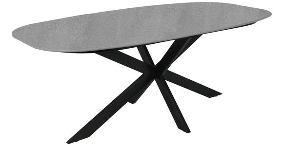 ESSTISCH Grau, Schwarz oval   - Schwarz/Grau, Design, Holzwerkstoff/Metall (180/100/76cm) - Carryhome