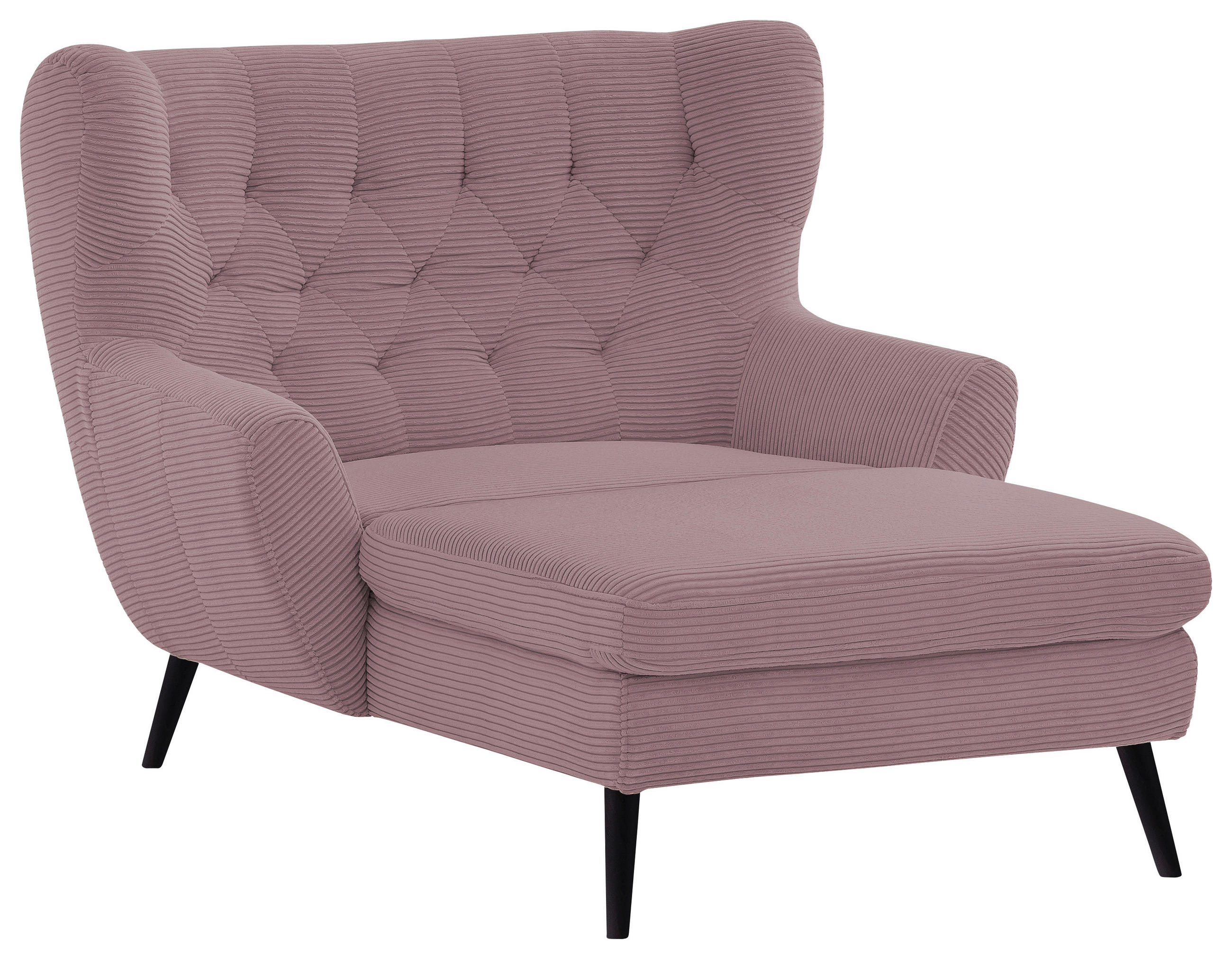XXL-SESSEL Cord Altrosa    - Schwarz/Altrosa, Design, Holz/Textil (120/101/165cm) - Stylife