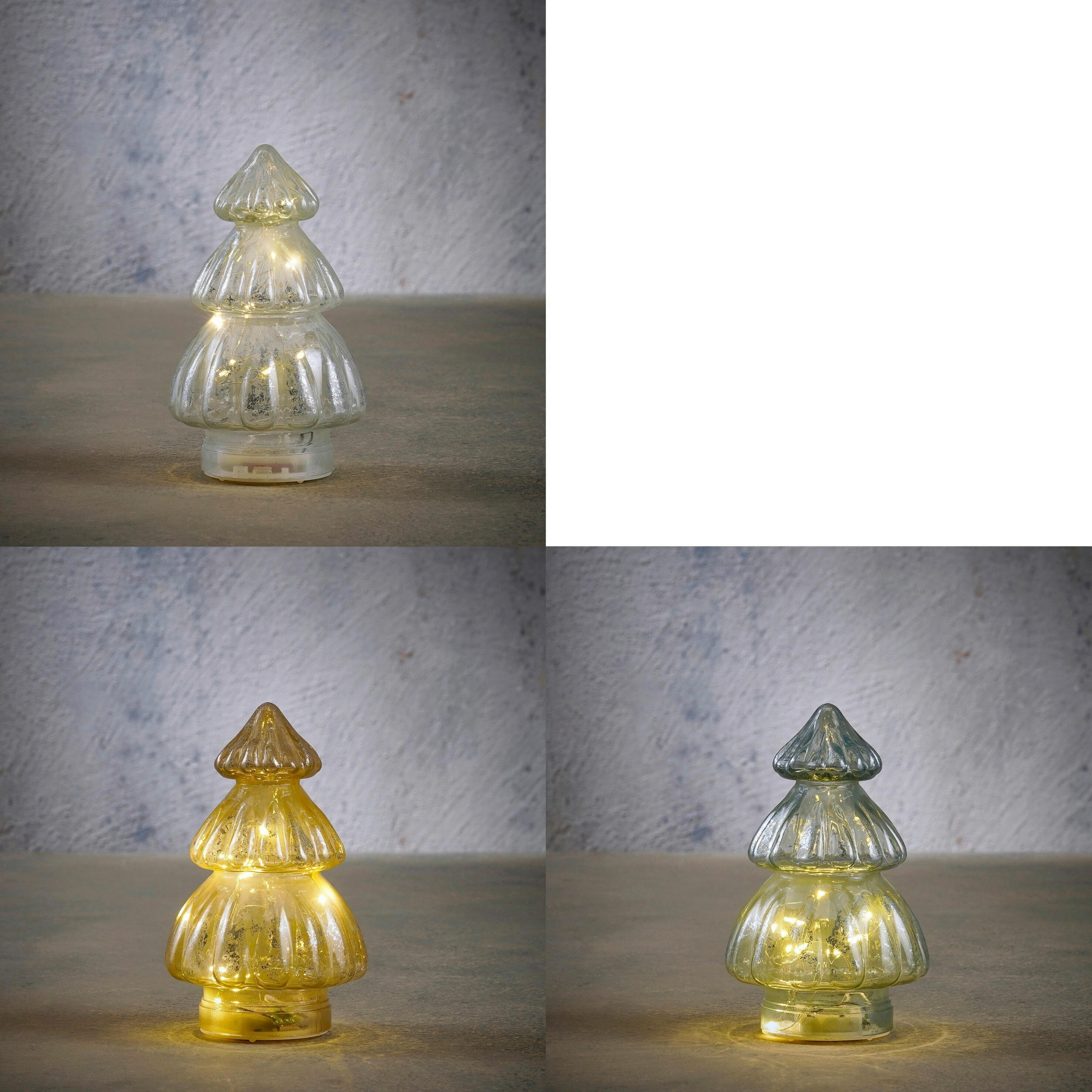 OKRASNA BOŽIČNA JELKA  - rumena/zelena, Basics, steklo (12/12/19.5cm) - X-Mas