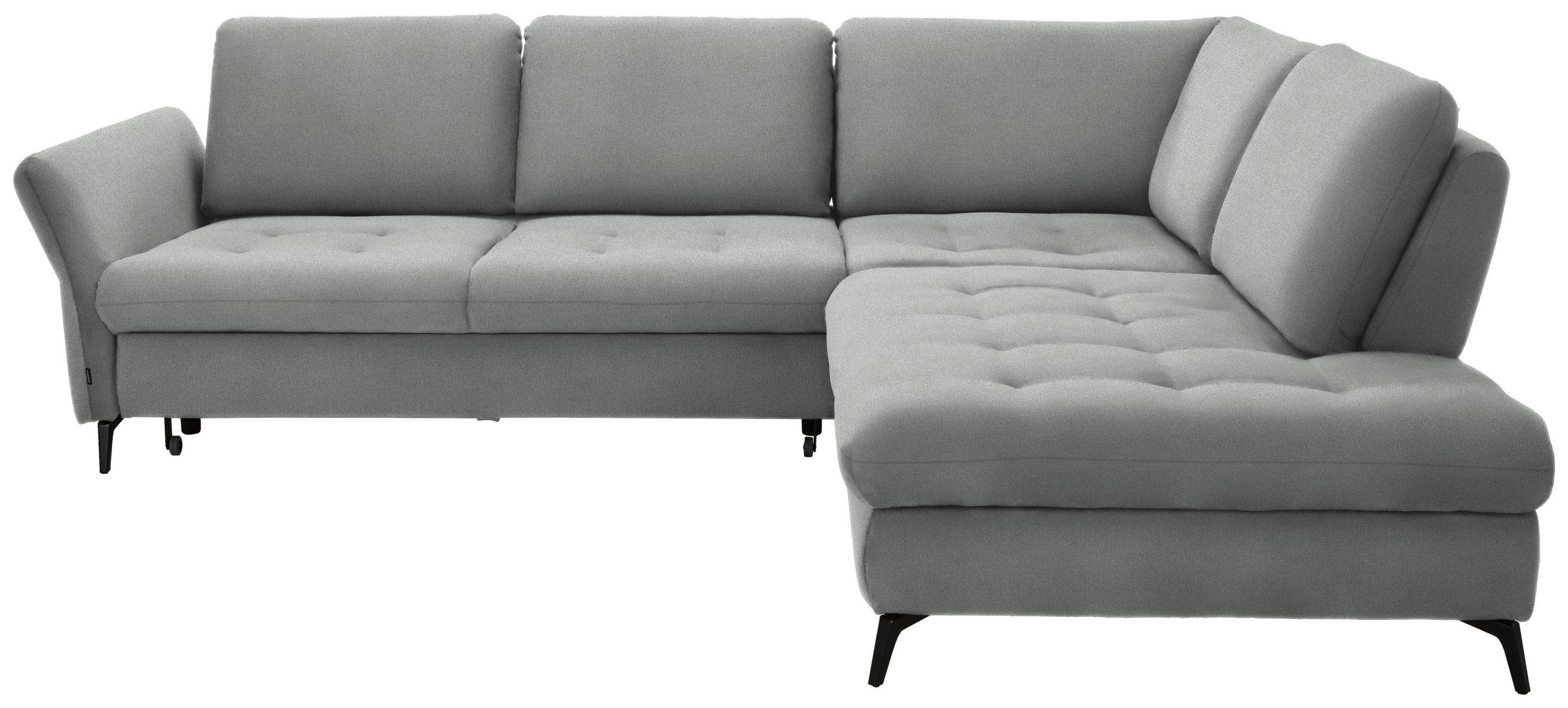 ECKSOFA in Flachgewebe Hellgrau  - Hellgrau/Schwarz, Natur, Textil/Metall (288/233cm) - Valnatura