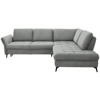 ECKSOFA in Flachgewebe Hellgrau  - Hellgrau/Schwarz, Natur, Textil/Metall (288/233cm) - Valnatura