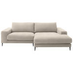 ECKSOFA  in Flachgewebe Beige  253/177 cm  - Beige/Schwarz, Design, Textil/Metall (253/177cm) - Dieter Knoll