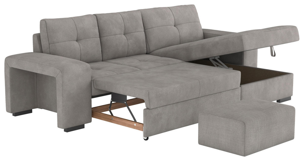 ECKSCHLAFSOFA Grau Mikrofaser  - Schwarz/Grau, MODERN, Kunststoff/Textil (268/156cm) - MID.YOU