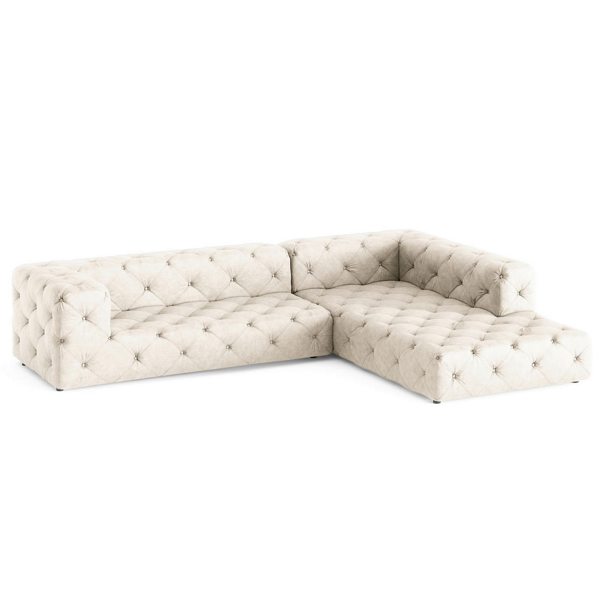 ECKSOFA Mikrofaser Creme  - Creme/Schwarz, Design, Kunststoff/Textil (325/228cm) - P & B