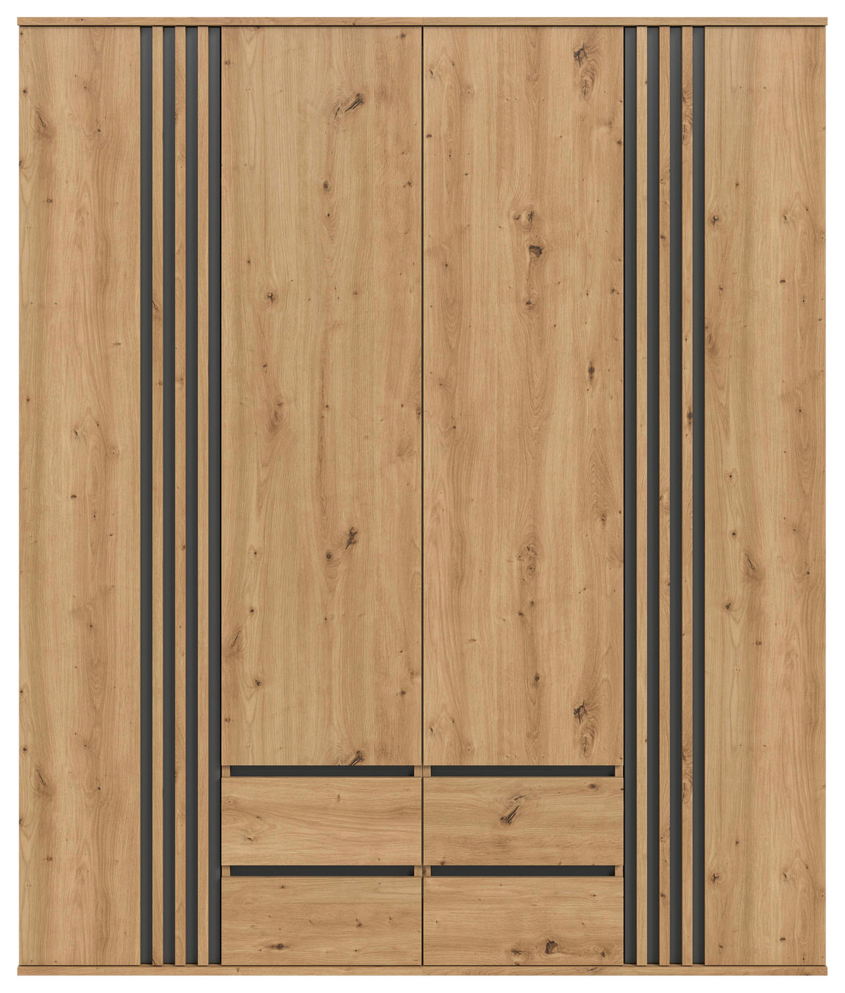 DREHTÜRENSCHRANK  in Anthrazit, Eiche Artisan  - Anthrazit/Eiche Artisan, ROMANTIK / LANDHAUS, Holzwerkstoff (160/192/56cm) - Livetastic
