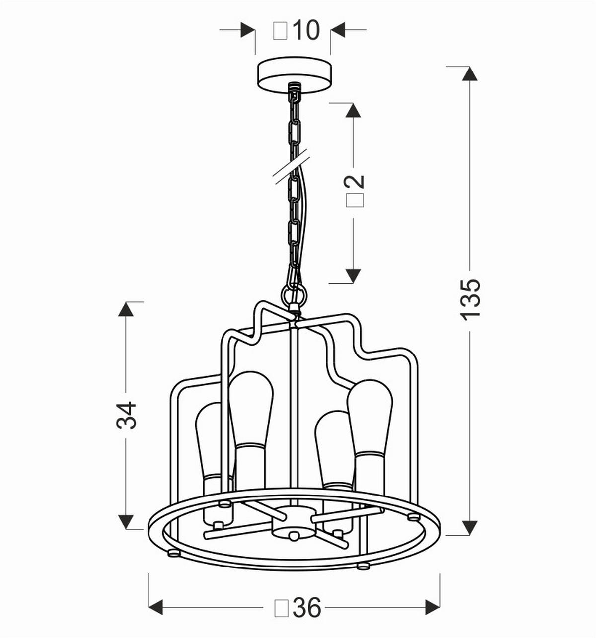 PENDELLEUCHTE 36/36/135 cm  - Eichefarben/Schwarz, KONVENTIONELL, Metall (36/36/135cm)