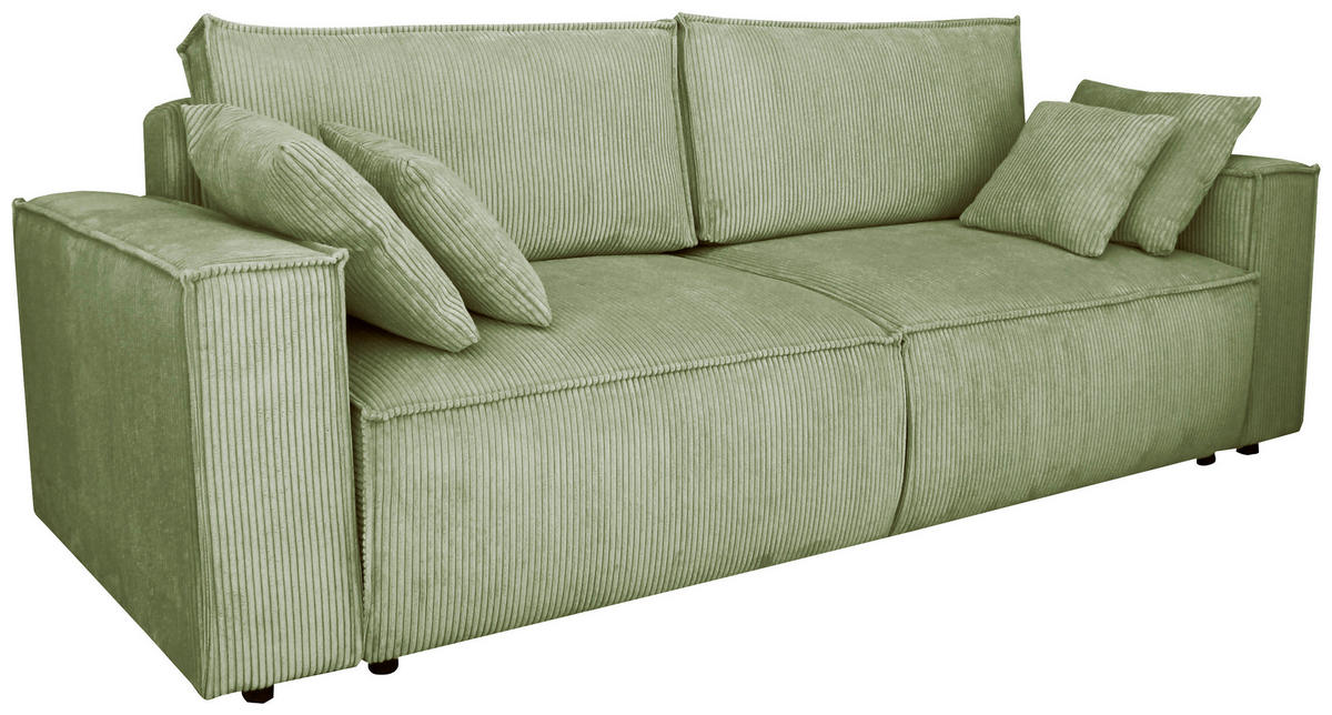 SCHLAFSOFA Cord Olivgrün  - Schwarz/Olivgrün, KONVENTIONELL, Kunststoff/Textil (240/89/100cm) - Carryhome