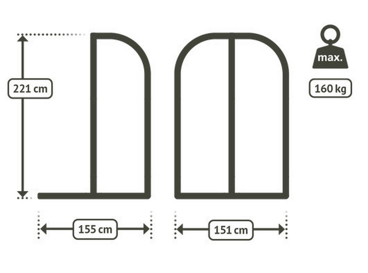 HÄNGEMATTENGESTELL 151/221/155 cm  - Schwarz, Basics, Metall (151/221/155cm) - La Siesta