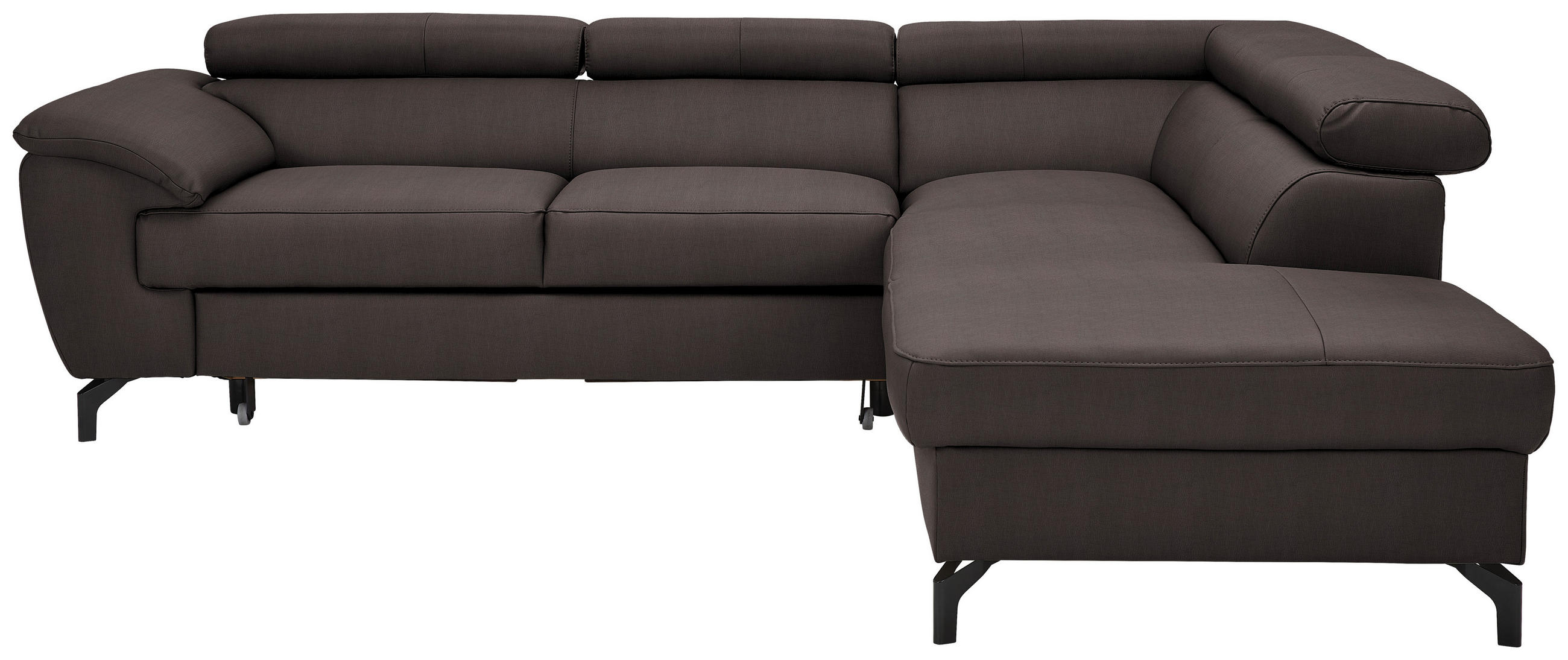 SAROKKANAPÉ textil, bőr sötétbarna  - sötétbarna/fekete, Design, bőr/textil (256/220cm) - Celina Home