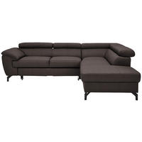 ECKSOFA in Lederlook Kombination Echtleder/Lederlook Dunkelbraun  - Dunkelbraun/Schwarz, Design, Leder/Textil (256/220cm) - Celina Home