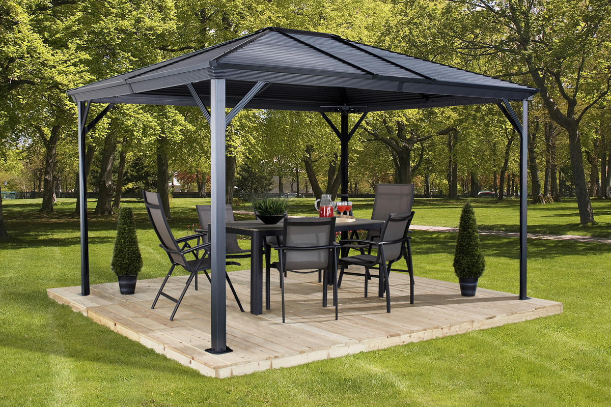 PAVILLON 296/261/423 cm Aluminium  - Anthrazit, Basics, Metall (296/261/423cm)