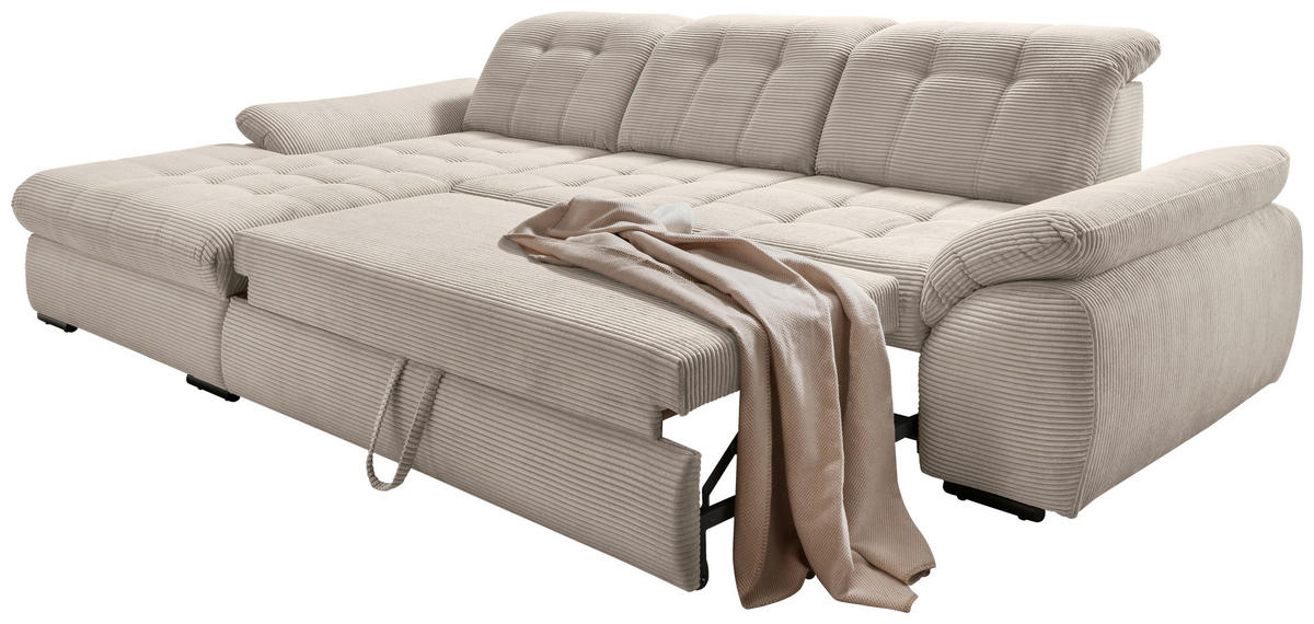 ECKSOFA in Cord Beige  - Beige/Schwarz, Modern, Textil/Metall (184/314cm) - Livetastic