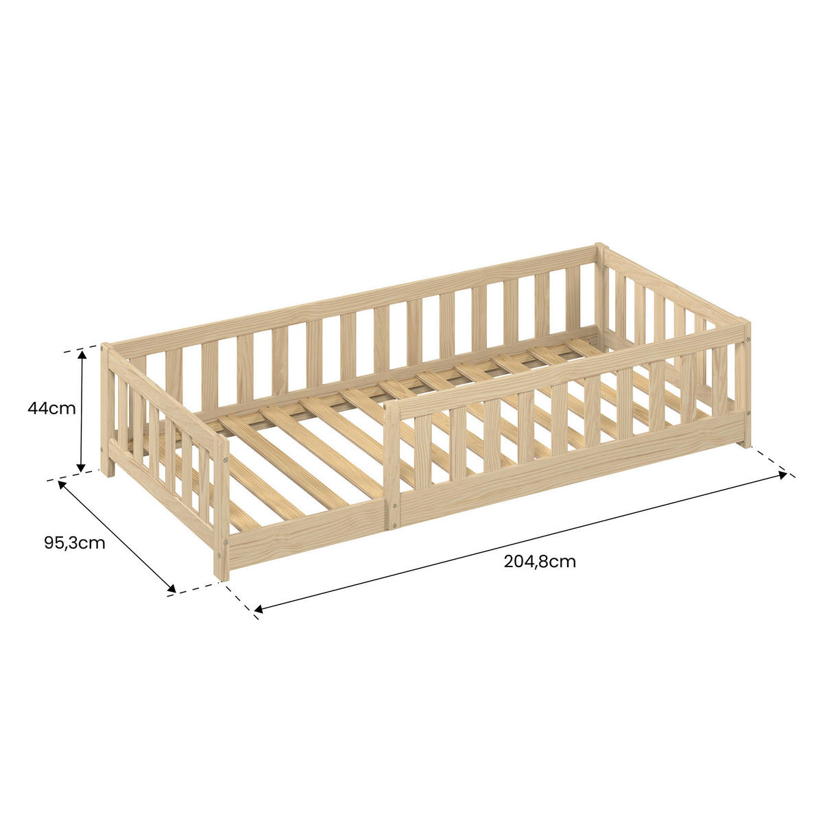BODENBETT. 90/200 cm  in Naturfarben  - Naturfarben, MODERN, Holz/Holzwerkstoff (90/200cm) - P & B