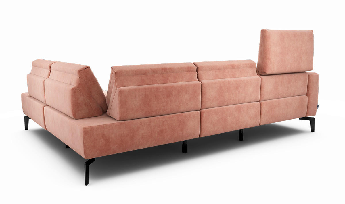 ECKSOFA in Samt Rosa  256/193 cm  - Schwarz/Rosa, Design, Textil/Metall (256/193cm) - SENSOO
