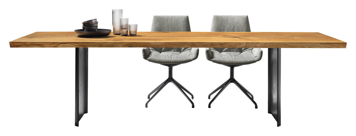 ESSTISCH in Holz, Metall 350/100/75 cm  - Eichefarben/Schwarz, KONVENTIONELL, Holz/Metall (350/100/75cm) - Team 7
