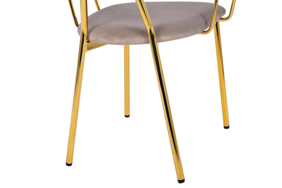 STUHL-SET 2 Stück  in Eisen  - Taupe/Goldfarben, Design, Kunststoff/Metall (63/80/51cm) - Kayoom