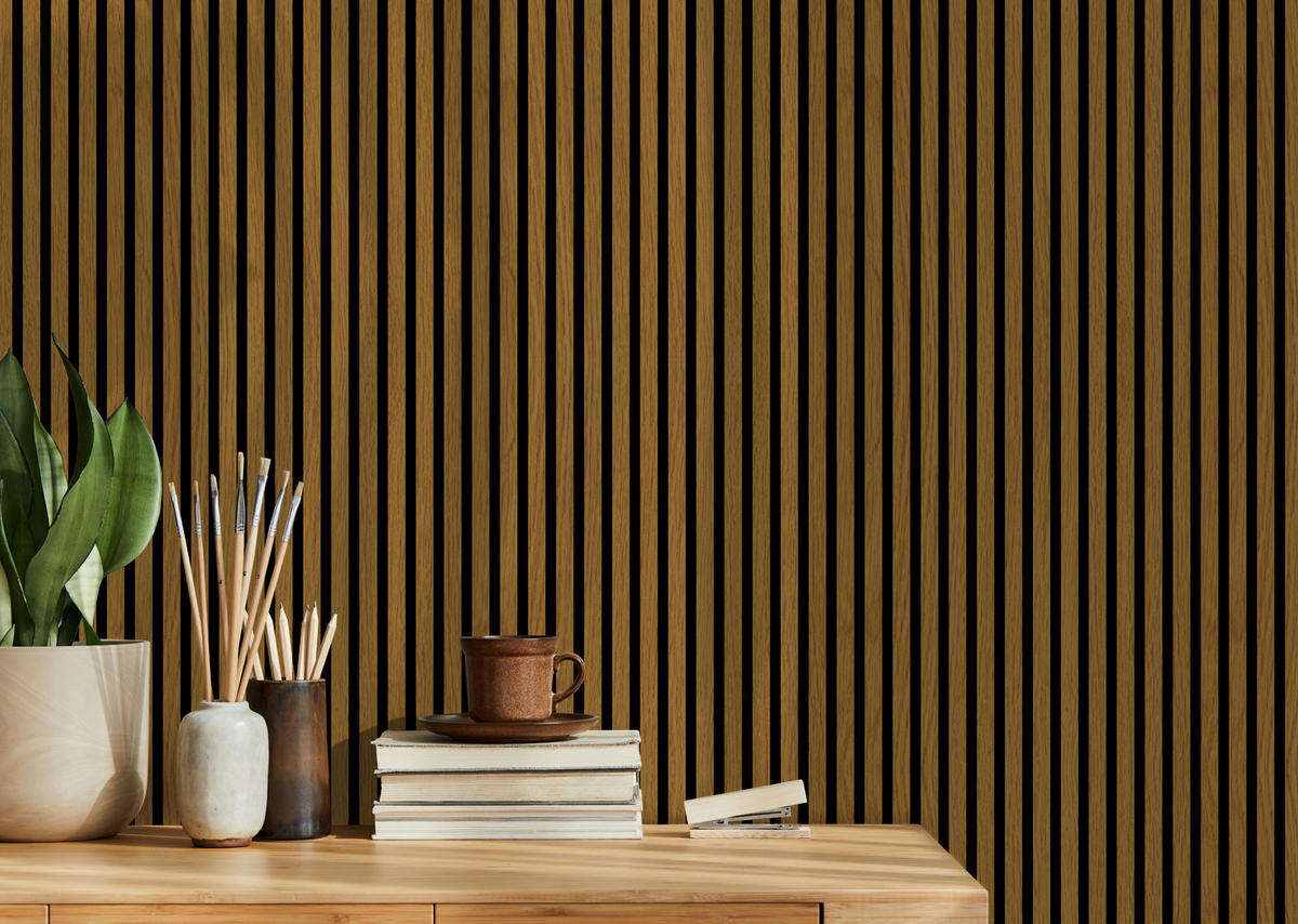 AKUSTIKPANEEL Eiche foliert 57.25/1.9/267 cm  - Eichefarben, KONVENTIONELL, Holzwerkstoff/Textil (57.25/1.9/267cm)
