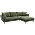 ECKSOFA  in Webstoff Grün  304/196 cm  - Schwarz/Grün, KONVENTIONELL, Textil/Metall (304/196cm) - Hom`in