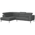 ECKSOFA in Webstoff Dunkelgrau  205/280 cm  - Dunkelgrau/Schwarz, Design, Textil/Metall (205/280cm) - Xora