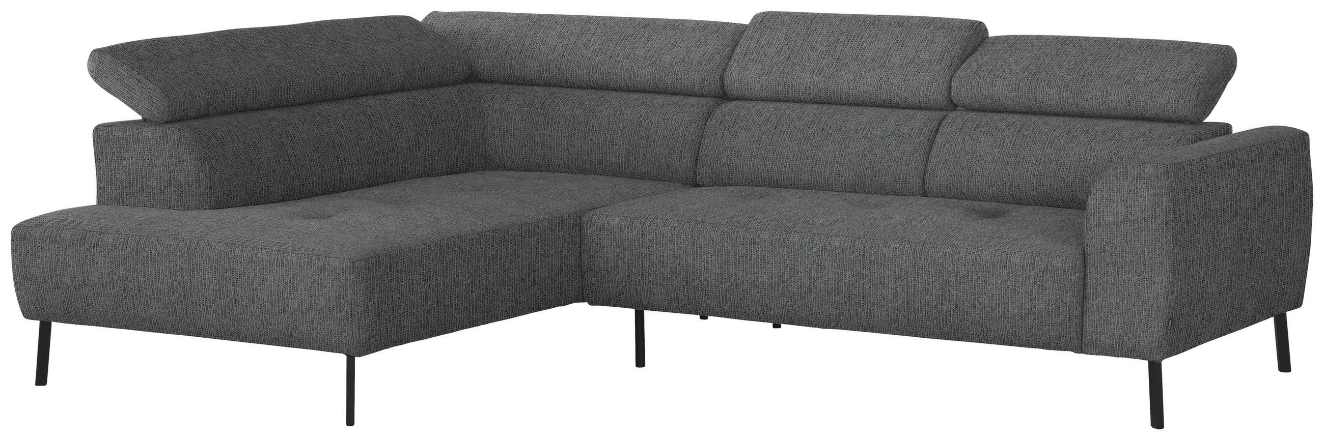 ECKSOFA in Webstoff Dunkelgrau  205/280 cm  - Dunkelgrau/Schwarz, Design, Textil/Metall (205/280cm) - Xora