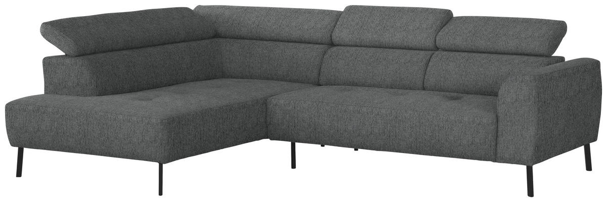 ECKSOFA in Webstoff Dunkelgrau  205/280 cm  - Dunkelgrau/Schwarz, Design, Textil/Metall (205/280cm) - Xora