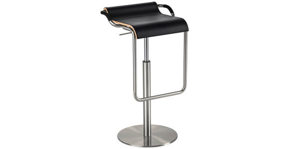 BARHOCKER in Metall, Leder Schwarz, Edelstahlfarben - Edelstahlfarben/Schwarz, Design, Leder/Metall (47/70-97/42cm) - Novel