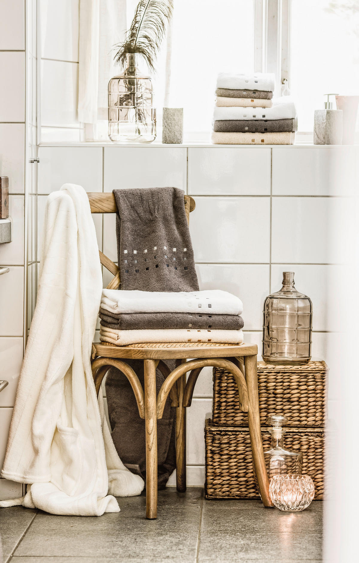 DUSCHHANDDUK QUATTRO 70/140 cm  - brun/taupe, Klassisk, textil (70/140cm) - Best Price