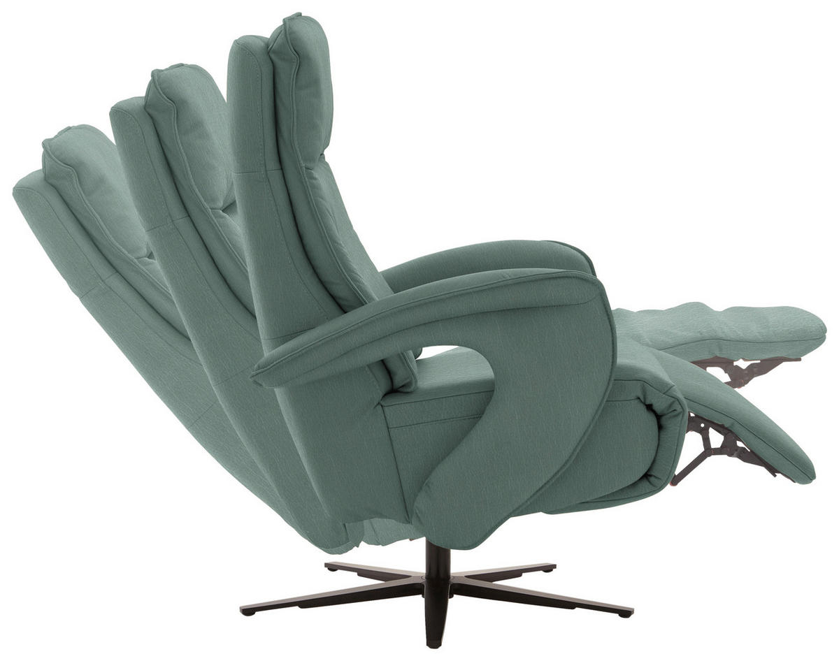 RELAXSESSEL in Leder Opal  - Opal/Schwarz, Design, Leder/Metall (77/110/87cm) - Valdera