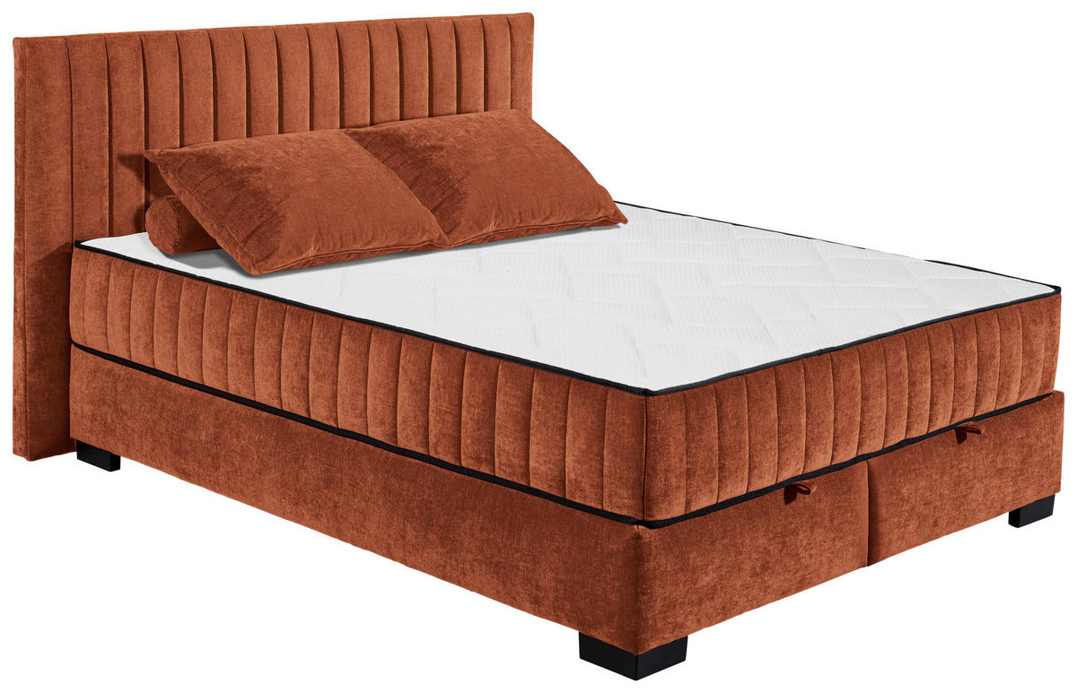 BOXBETT 160/200 cm  in Cognac  - Cognac/Schwarz, Modern, Holzwerkstoff/Kunststoff (160/200cm) - MID.YOU
