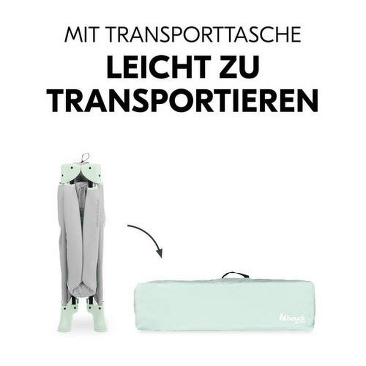 REISEBETT Dream N Play Plus Greige, Mintgrün  - Greige/Mintgrün, Basics, Kunststoff/Textil (65/76/125cm) - Hauck