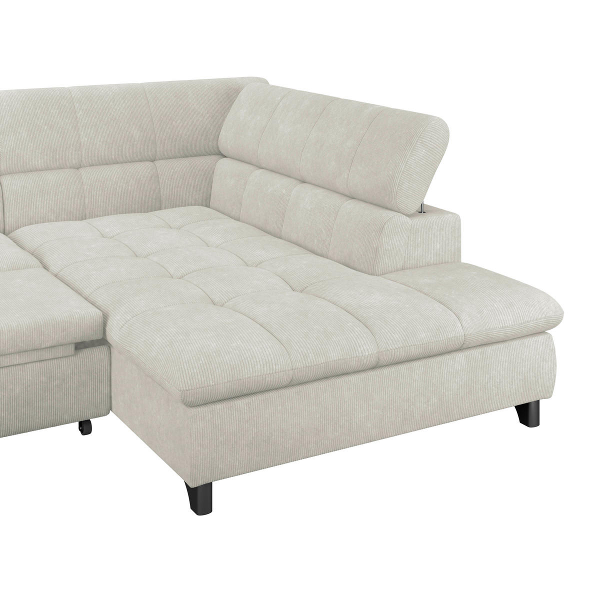 ECKSOFA Creme Chenille  - Chromfarben/Creme, KONVENTIONELL, Textil/Metall (312/234cm) - Livetastic