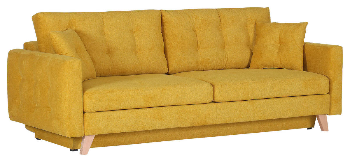 BÄDDSOFFA i flatväv gul  - naturfärgad/gul, Klassisk, textil (225/70/98cm) - Livetastic