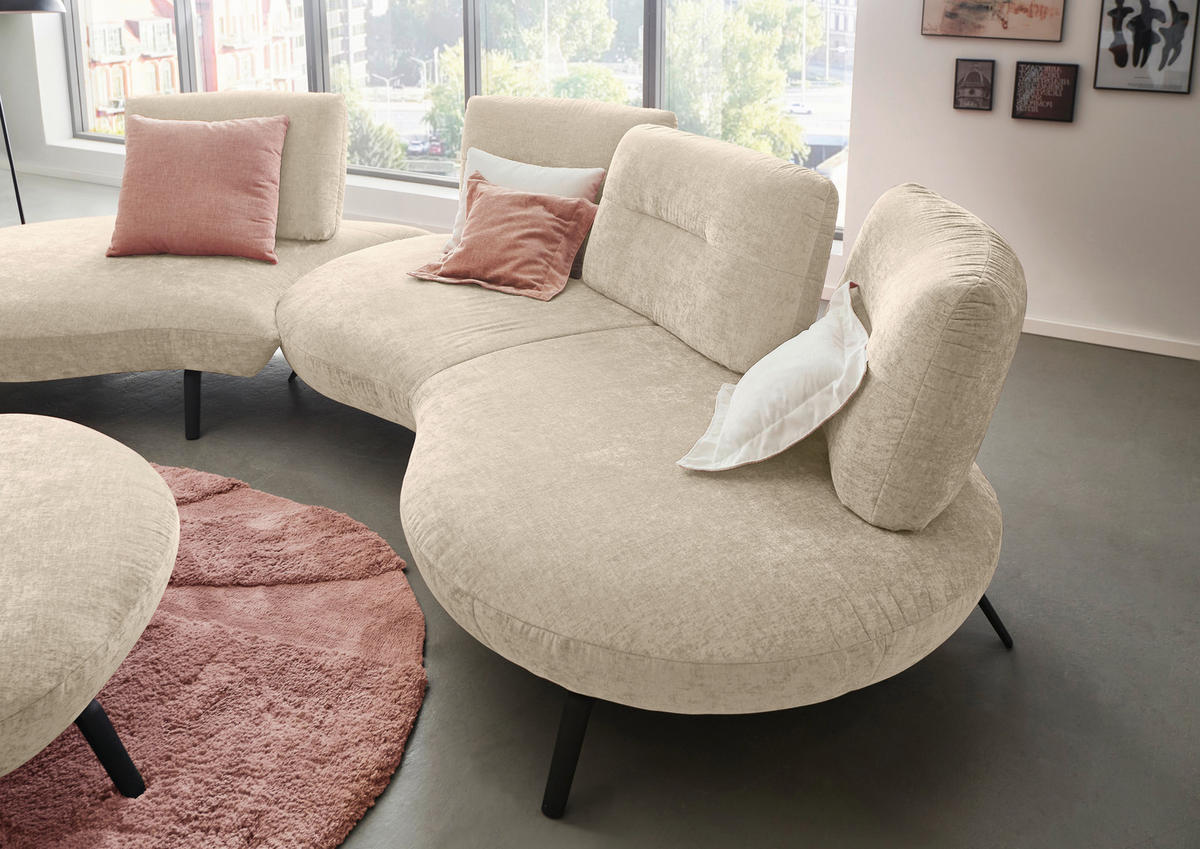BIGSOFA Flachgewebe Creme  - Creme/Schwarz, Design, Textil/Metall (456/93/138cm) - Moderano